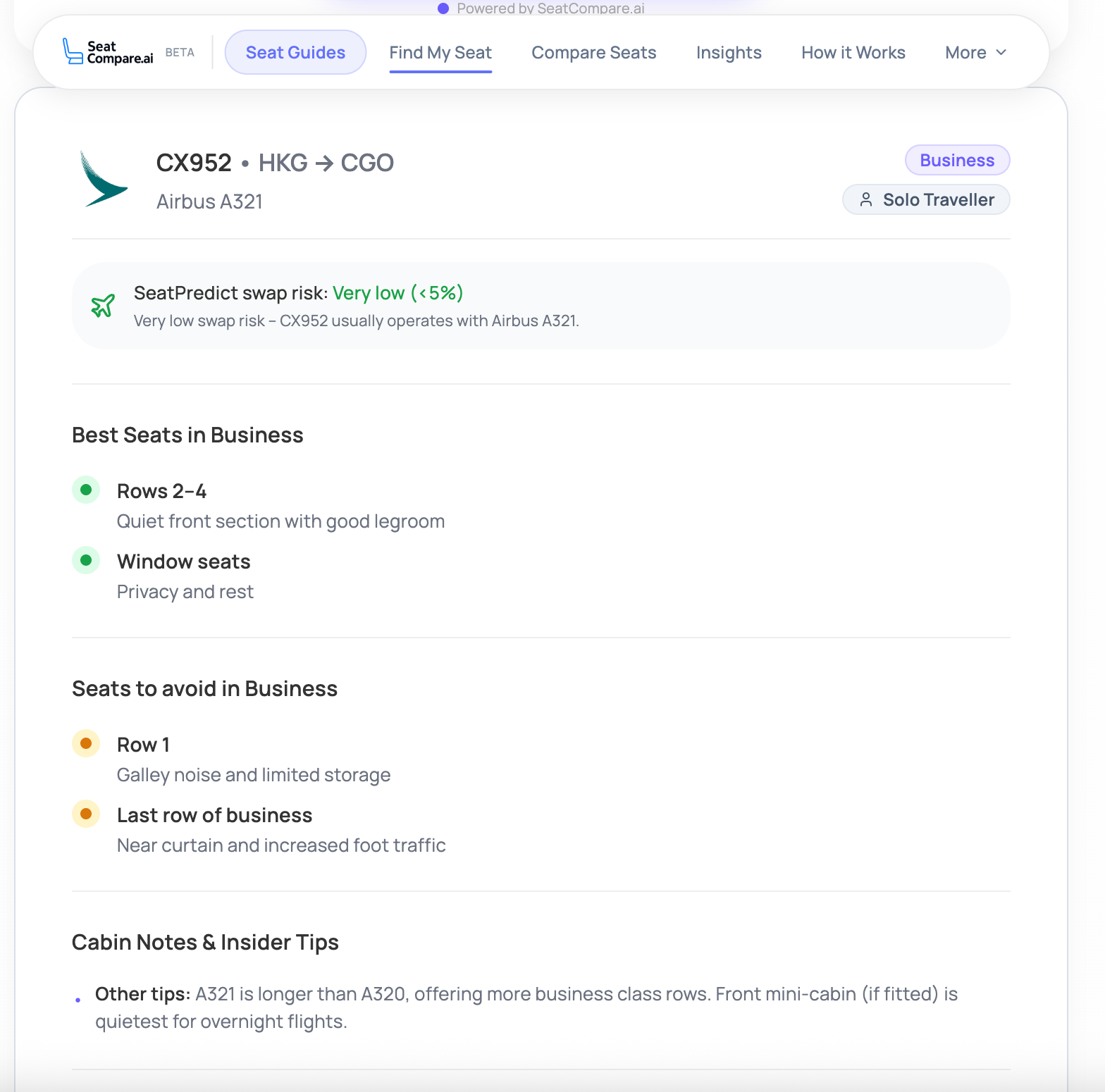 SeatCompare.ai search screens.